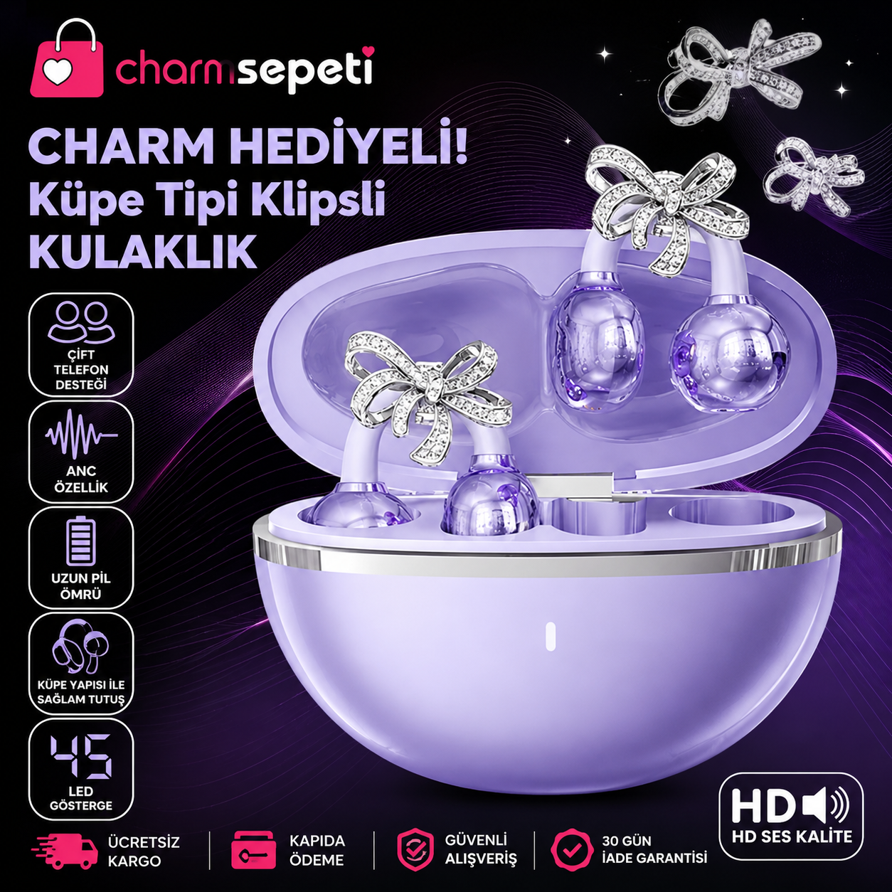 CharmPods™ Charm Detaylı Bluetooth Kulaklık