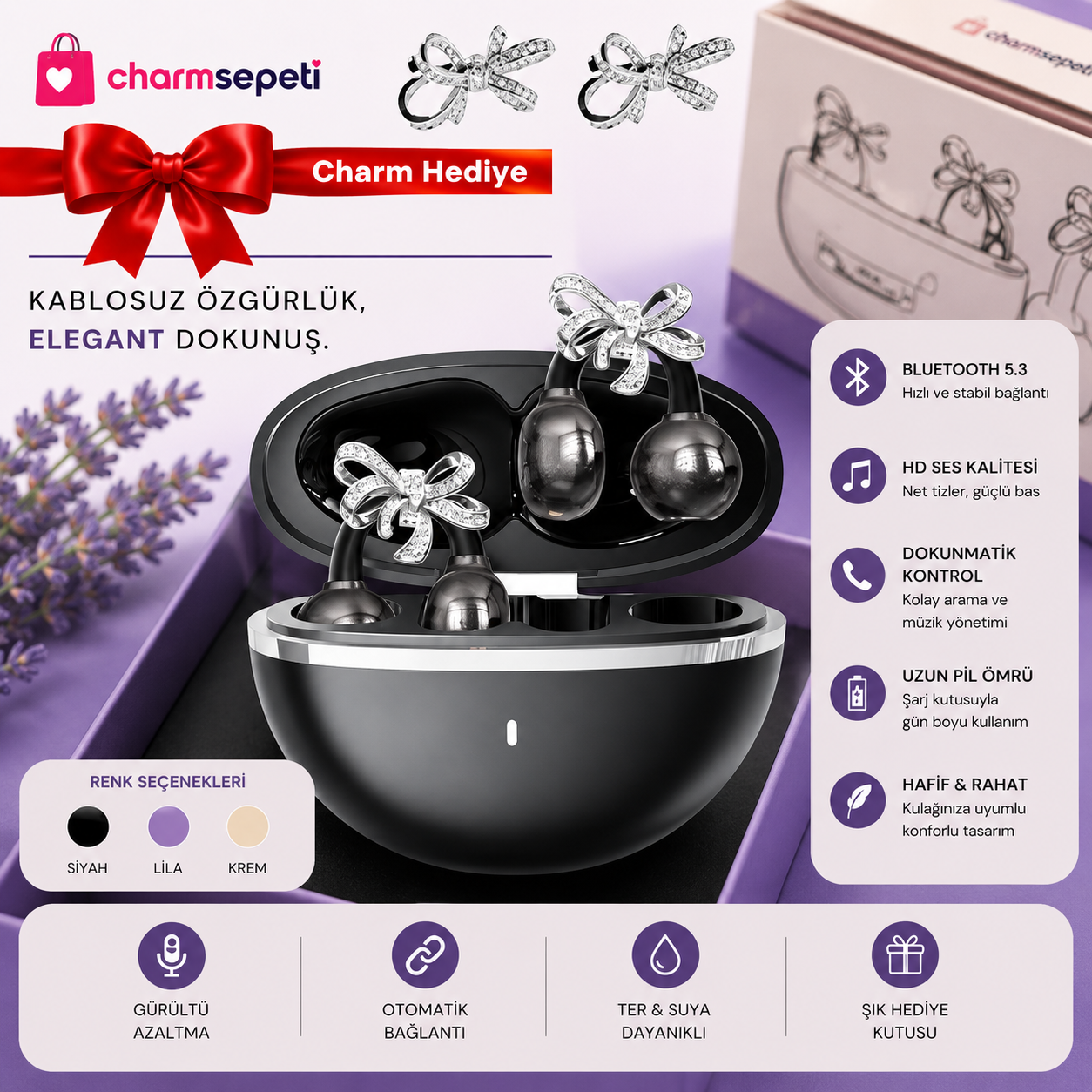 CharmPods™ Charm Detaylı Bluetooth Kulaklık