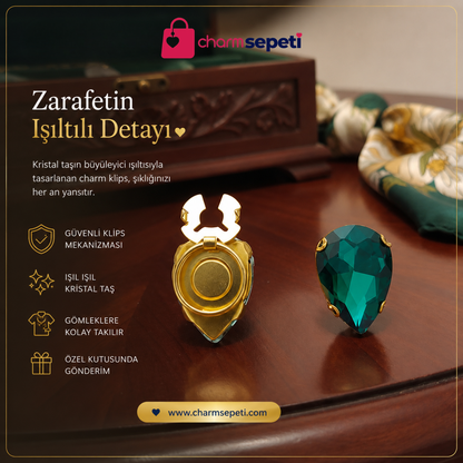 Zümrüt Yeşil Damla Model Gömlek Charmı